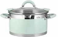 Кастрюля LARA LR02-545, нержавеющая сталь, объем 7.2 л, мятный