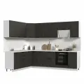 Кухонный гарнитур угловой, без столешницы, Пасаденна, 200х280см Белый / Угольный Камень