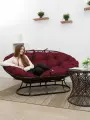 Диван мамасан без ротанга чёрное, бордовая подушка