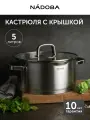 Кастрюля с крышкой NADOBA, DONA, 5,1л, 25 см, нержавеющая сталь, крышка из стекла, для всех плит, подарочная упаковка