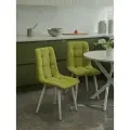 Мягкие стулья Тедди для кухни и комнаты со спинкой / 2 шт, нежно-зеленый