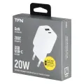 Сетевое зарядное устройство TFN GAN USB+Type-C, Power Delivery, QC3.0, 20W [TFN-WC-20W-3115-WH] белый