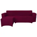 Чехол на диван угловой с оттоманкой слева универсальный, цвет Бордовый