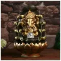 Фонтан настольный с подсветкой Ганеша в храме, от сети, бронза, 40x25x25 см