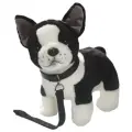 Мягкая натуралистичная игрушка LEOSCO Французский бульдог 23 см, с поводком