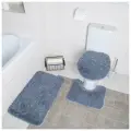 Набор ковриков для ванной и туалета Доляна «Пушистик», 3 шт: 40×44, 40×50, 50×80 см, цвет серый