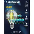 Лампочка светодиодная E14 форма груши 9W нейтральный свет Voltega Crystal Graphene Globe 4000K упаковка 10 штук