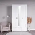 Шкаф распашной ГУД лакк Сириус, 3 двери и 1 ящик с зеркалом, 220х117х59 см, белый