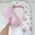 Подушка для беременных Ксенчик Птенчик, 80х150 см, розочки и розовый однотон