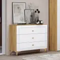 Комод для одежды Вега Сапфир с ящиками 100х42х85 см, Дуб золотистый / Белый глянец