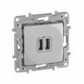 2 шт. Legrand Etika Алюминий Розетка USB 2-ая 240В/5В 2400мА, 672494