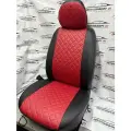 Комплект чехлов Лайт для Hyundai Solaris I Sd / KIA Rio III Sd (40/60) с 10-17г. Экокожа, ромб черный + красный