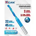 Фреза спиральная однозаходная стружка вверх 3,175х2х22 мм