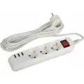 Удлинитель электрический ЭРА U-3es-5m-USB c заземлением с выключателем 3 розетки + 3xUSBA 5м 10А Б0052902