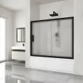 Шторка на ванну GWMPKB019P2 160x150 см, цвет фурнитуры черный матовый, стекло матовое закаленное 6 мм