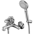 Смеситель для ванны и душа латунный однорычажный с коротким изливом и душевым комплектом в стиле ретро ELGHANSA 2335636, хром