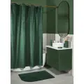 Штора для ванной тканевая полиэстер зеленый 180х200 см, на кольцах / шторка для душа водоотталкивающая