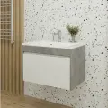 Тумба с раковиной в ванную FAURAplus, Элен (Милена) 65-1+1, подвесная, скрытый ящик, раковина Elen(Прима).