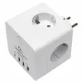 Сетевой фильтр CABLEXPERT Cube, 4 розетки, 16А, 1xType-C PD, 3хUSB, белый, CUBE-4-СU3-W