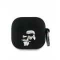Lagerfeld для Airpods 4 чехол Silicone case with ring NFT Karl & Choupette Black