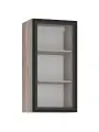 Навесной шкаф Урбан с полками, с доводчиками, со стеклянным фасадом, 50х37.7х100 см, Дуб смоки