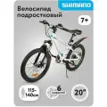 Велосипед подростковый 20 дюймов, 6 скоростной, белый