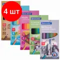 Комплект 4 шт, Карандаши цветные BRAUBERG, 60 цветов (Базовые, Металлик, Неон, Пастель, Телесные), 181792