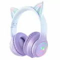 Игровые наушники Onikuma B90 Taffy Cat голубые с кошачьими ушками и подсветкой