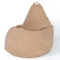 Мир Пуффов Кресло-мешок «Груша» размер- XXXXL, Велюр бежевый, с ручкой для переноски