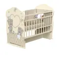 Кроватка детская для новорожденных ВДК Forever Friends, колесо-качалка с маятником, массив березы, слоновая кость