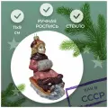Irena-Co елочная игрушка, стекло Девочка на санях сахар (11х8х6см)