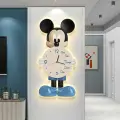 Настенные часы с Микки Маусом для гостиной, простые современные настенные часы, синие, маленькие, 21X40 см, с подсветкой, USB-кабель длиной 2 м