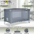 Манеж кровать детский BP01P Jovola I-Travel для новорожденных, 0-36 месяцев, с матрасом, 1 уровень, серый