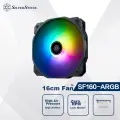 SilverStone 16cm Shark Fan SF160B-ARGB (14cm Mounting Hole/160CFM High Airflow/1600 RPM/PWM Speed Control)