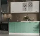 Кухонный гарнитур, кухня, готовый комплект Агава 2 метра Акация Белая/Мята со столешницей под врезную мойку