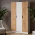 Шкаф для одежды распашной Lars 1200 без зеркала белый/дуб крафт золотой, HomeGrad