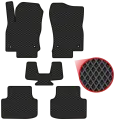 Автомобильные коврики EVA для Skoda Octavia III A7 (2013-2020), чёрные с чёрным кантом, ячейка - ромб