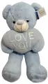 Мягкая игрушка Медведь с сердцем синий. 60 см. Медведь с сердцем синий плюшевый.