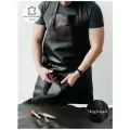 Кожаный фартук из натуральной кожи для гриля барбекю мастеров кузнецов повара барберов BeContent универсальный унисекс черный