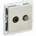 BRITE Розетка двойная TV+SAT РТВ/РСп12-БрКр бежевый, IEK BR-AF20-O-K10 (1 шт.)