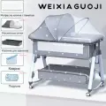 Многофункциональная детская кровать-люлька M315, маятниковая система качания, цвет серый