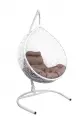 Подвесное кресло M-group капля Home с ротангом белое, подушка Какао