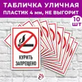 Табличка «Курить запрещено», 24х16см, пластик 4мм, 10 шт.