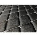 Стеганая Экокожа Dakota без клеевого слоя - Черный Ромб - Белая нитка (100х140см) Простроченная - Прошитая экокожа + поролон 5мм + спанбонд.