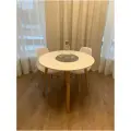 Стол кухонный круглый Лофт Белый, 90х90 см, ножки из массива дерева