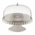 Блюдо для торта с крышкой Guzzini Tiffany, пластик, Ø30 см, серо-бежевый