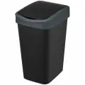 Ведро для мусора EL Casa Тандем 10 л, 23,5х19,5х33,7 см, с крышкой, черный/серый (812211)