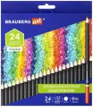 Упаковка 2 шт. Карандаши художественные цветные BRAUBERG ART CLASSIC, 24 цвета, мягкий грифель 3,3 мм, 181537