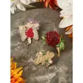 Frida Kahlo X SHEIN набор из 3 элегантных брошей с цветами и стразами