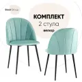 Стулья для кухни 2 шт Логан NEW, обивка велюр, металлический каркас, пыльно-голубые